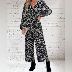 CupShe Polka Dot Wide‑Leg Jumpsuit Medium NWT | Retro Chic Breezy One‑Piece